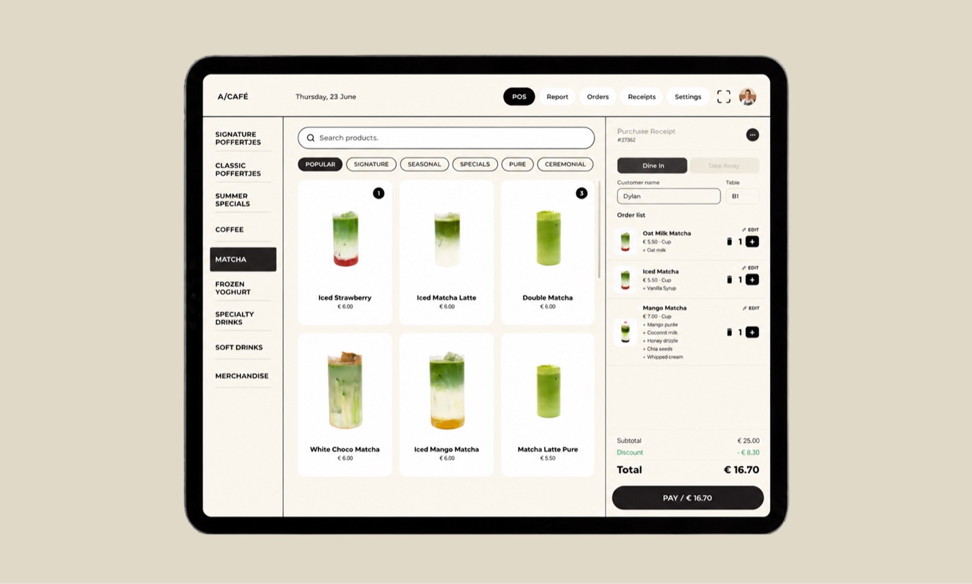 A/Café POS & Kiosk Design, Product Design case study, image 1, DYSIGNS